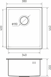 Превью картинка Металлическая мойка Rivelato RINOX 3844 UN PVD black нерж.сталь подстольный монтаж 1 чаша 380*440*200 мм #2