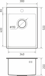Превью картинка Металлическая мойка Rivelato RINOX 3850 нерж.сталь 1 чаша 380*500*200 мм #2