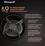 Превью картинка Газовая варочная панель Weissgauff HGG 640 BG Nano Glass #6